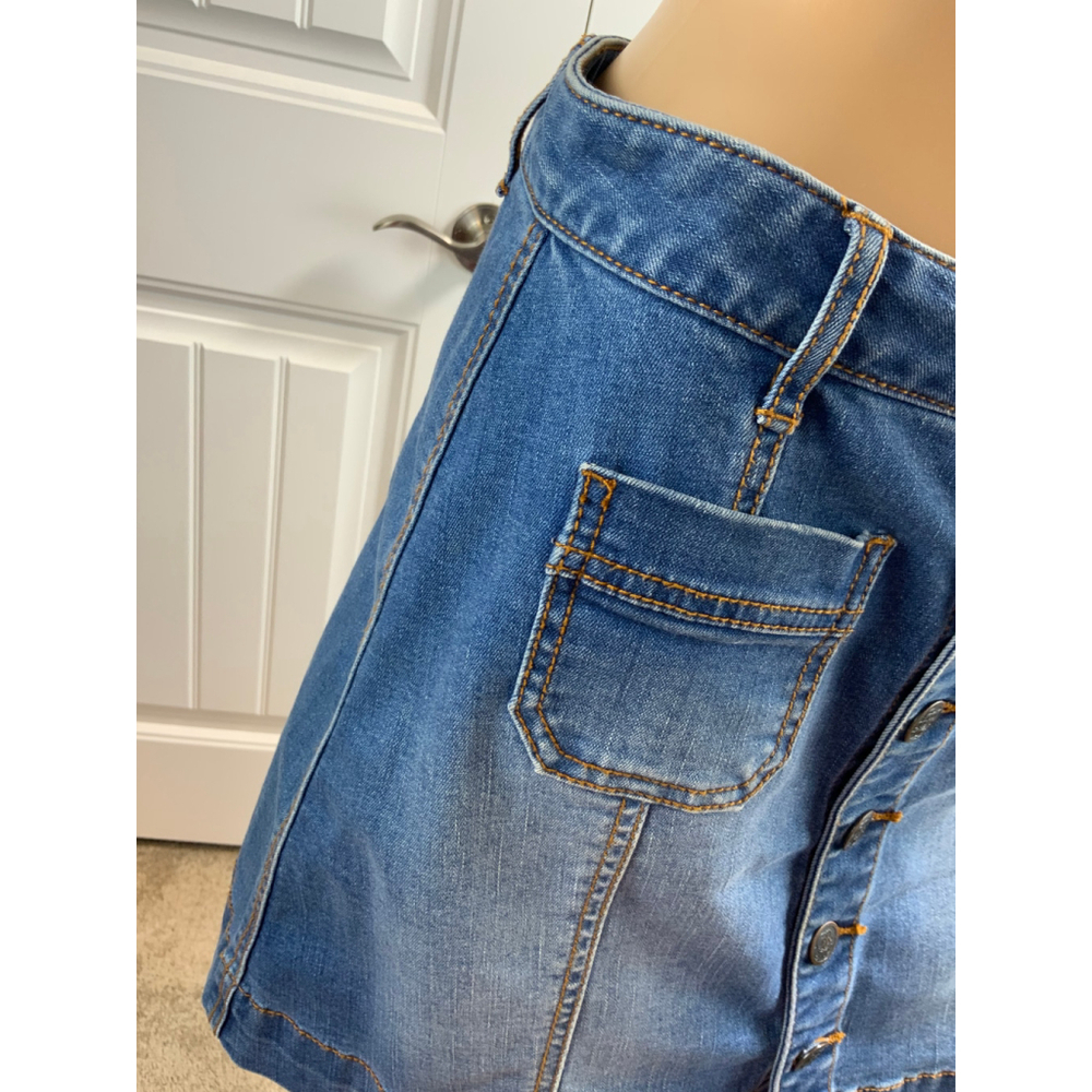 American Rag Women's Denim Button Down Skirt 5 Faded Blue Cottagecore Retro Y2K - Picture 5 of 11